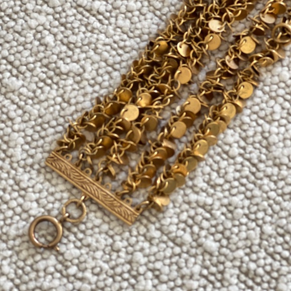 Coin toggle vintage brass bracelet - Picture 2 of 5